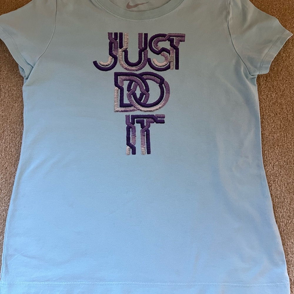 Nike Kids Blue Tee with Purple Graphic